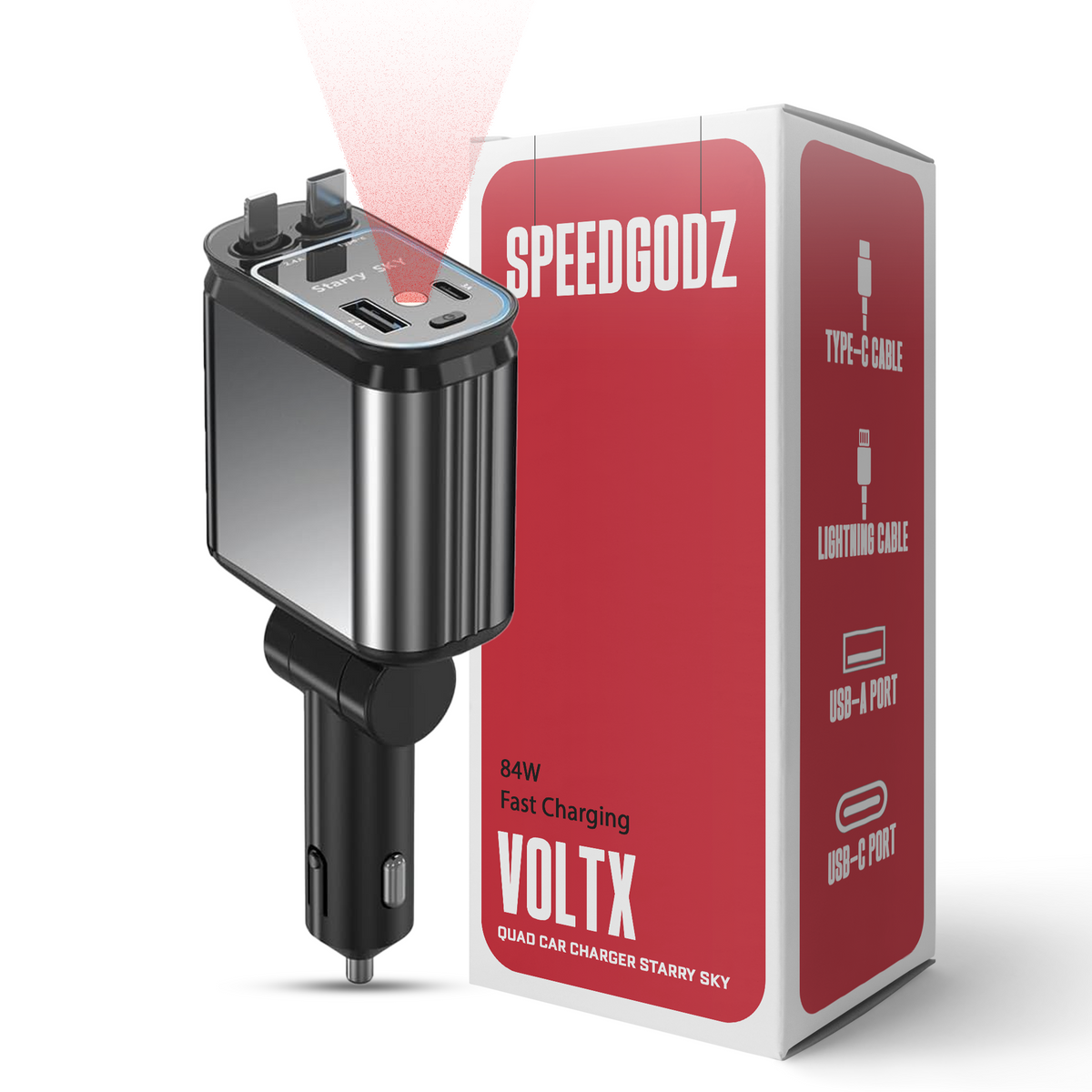 84W 5 in 1 Retractable Car Charger