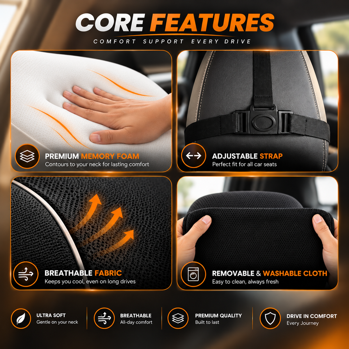Ultimate Car Neck Rest Pillow Large Size