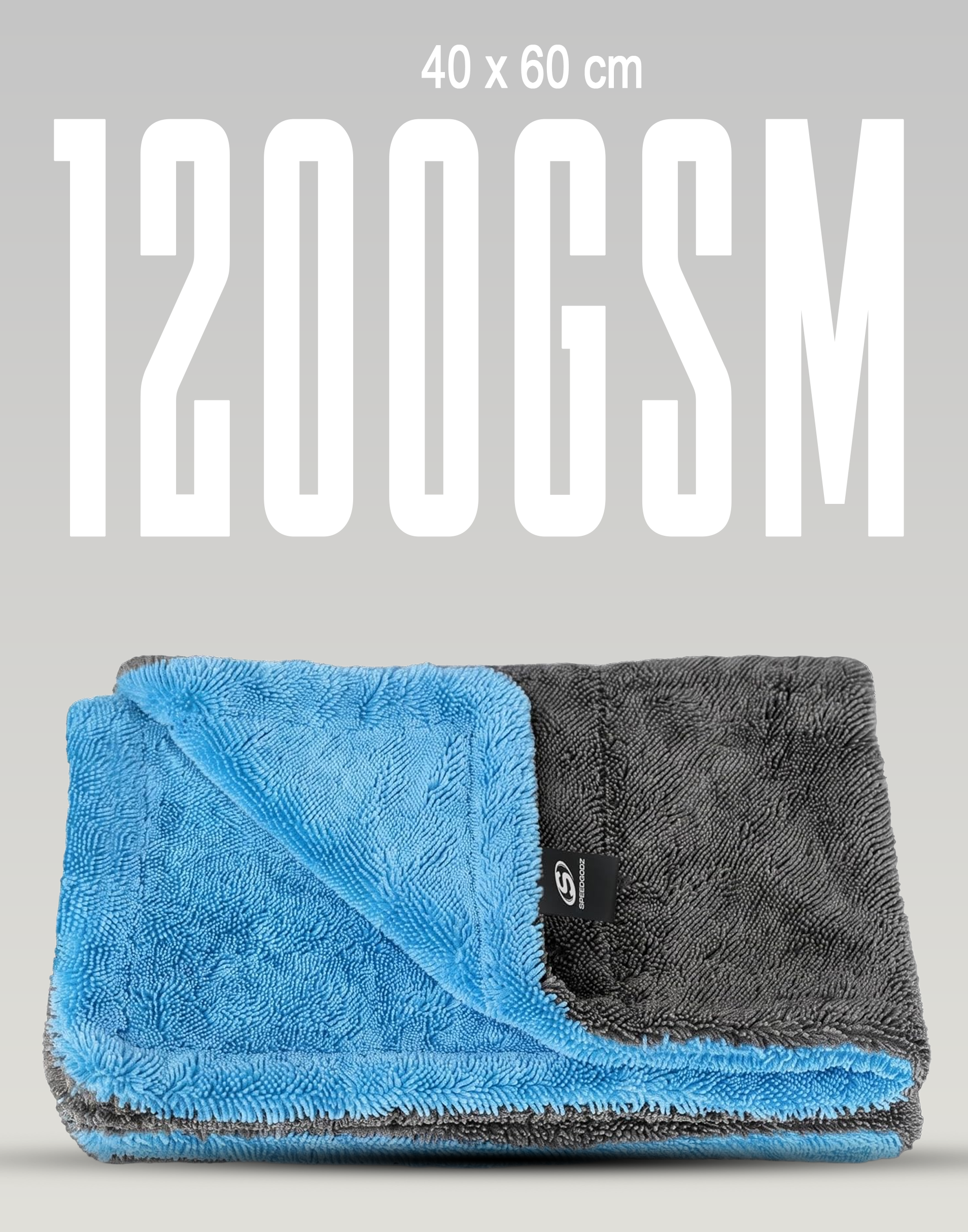 1200gsm 40x60cm microfiber cloth blue/grey